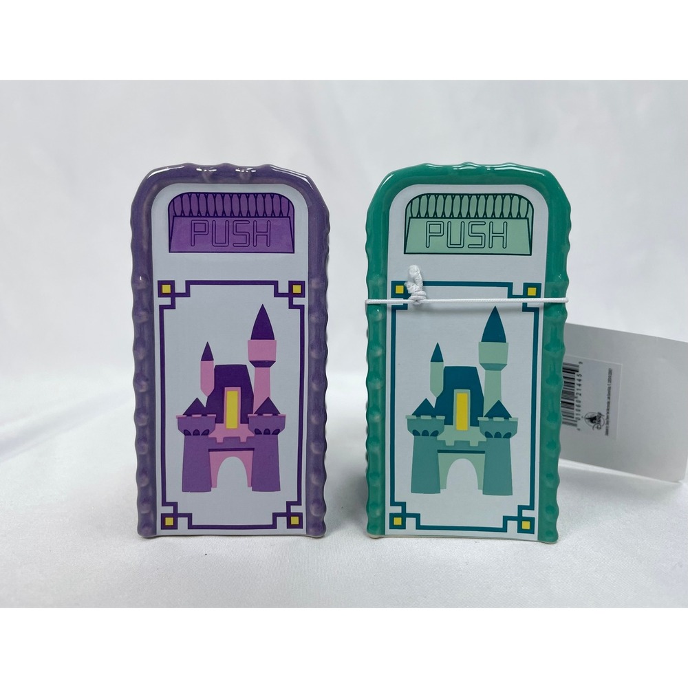 Walt Disney World Cinderella Castle Mickey Mouse Salt Pepper Shaker Trash Can